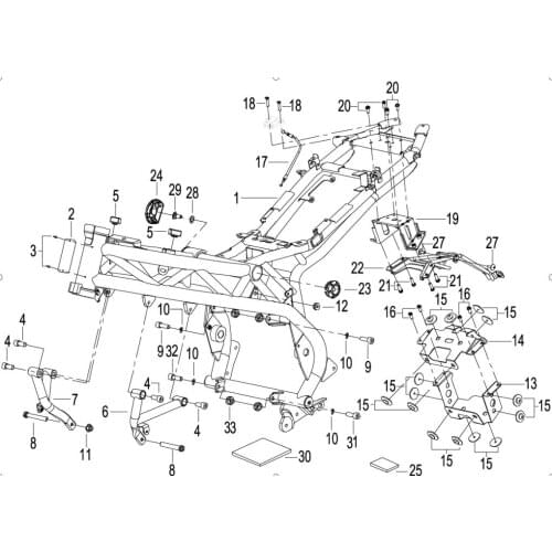 Frame rear fender support bracket page of Benelli TNT300 BN302