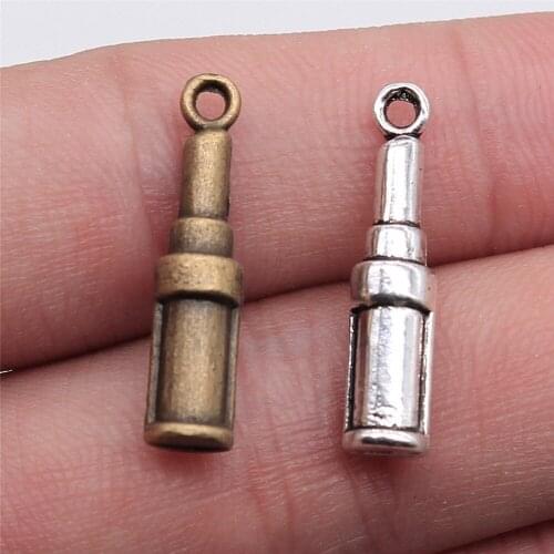 10pcs 24x5x5mm Pendant Lipstick Lipstick Charm Pendants For Jewelry Making Antique Silver Color Lipstick Pendants