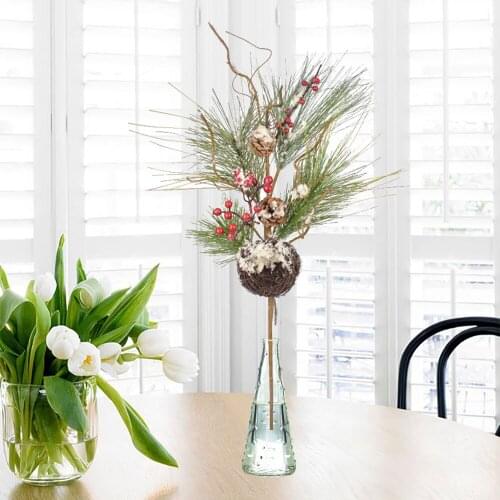 Christmas Decoration Holiday Supplies Simulation Christmas Berry Short Branch Holiday Pine Needle Tower Artificial Plant Flower