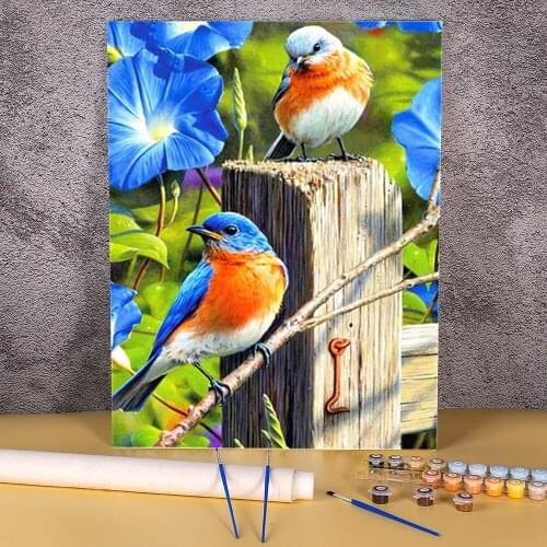Bird Animal DIY Paint By Numbers Set Oil Paints 50*70 Canvas Pictures Wall Paintings For Children Handicraft