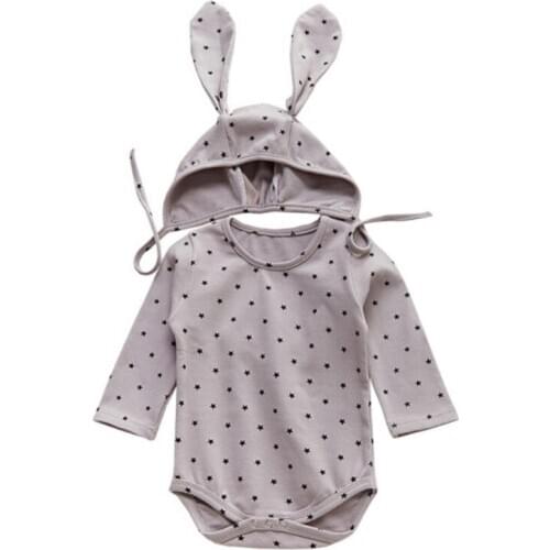 Rrabbit Ears Hat Baby Boys Girls Clothing Set Infant Romper Toddler Cute Jumpsuit Playsuit Toddler Kid Clothes Suit Autumn