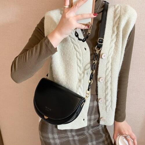 Womens Shoulder Crossbody Bag Solid Color Clamshell Chain Adjustable Belt Leather Wholesale 2022 New Fashion Female Bags