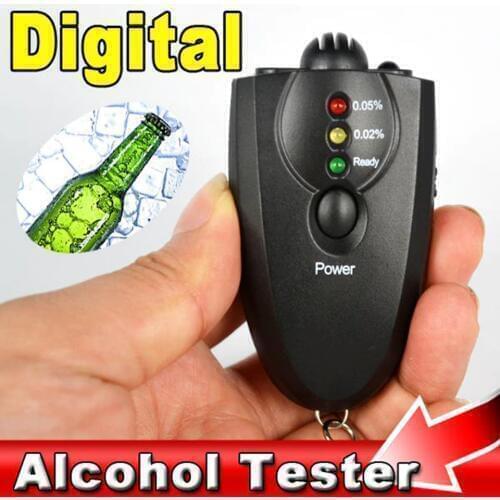 Kebidumei Red Light Alcohol Breath Tester Portable LED Flashlight Keychain Breathalyzer Professional Alcohol Analyzer
