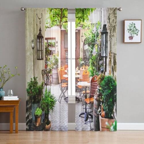 European Courtyard Window Treatment Tulle Modern Sheer Curtains for Kitchen Living Room the Bedroom Curtains Decoration