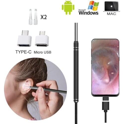 5MM Ear Cleaner Endoscope Spoon Mini Camera Ear Picker Cleaning Wax Removal Visual Ear Mouth Nose Otoscope Support Android PC