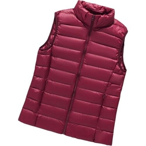 New Causal Women White Duck Down Vest Ultra Light Vest Jacket Winter Weightless Sleeveless Coat winter warm plus size waistcoat