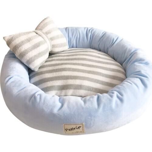 Winter Pet Cat Dog Beds Circular Butterfly Pillow Puppy Tender Accessories Sofa House Indoor For Medium Plush Thickening Violet