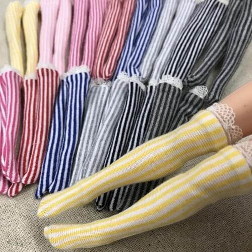 1 Pair Blyth dolls socks Stripe Lace Knee Highs for Blyth , Azone , Licca 1/6 Dolls Accessories candy color Stockings for dolls