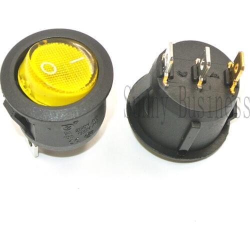 10pcs On/Off Yellow LED Light SPST Round Rocker Switch Car Dash Dashboard Truck RV ATV Home