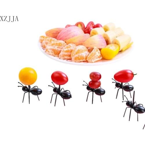 XZJJA 12pcs/set Cute Ant Fruit Fork Reusable Eco Friendly Cake Dessert Fruit Salad Forks Cocktail Picks Decorative Tableware