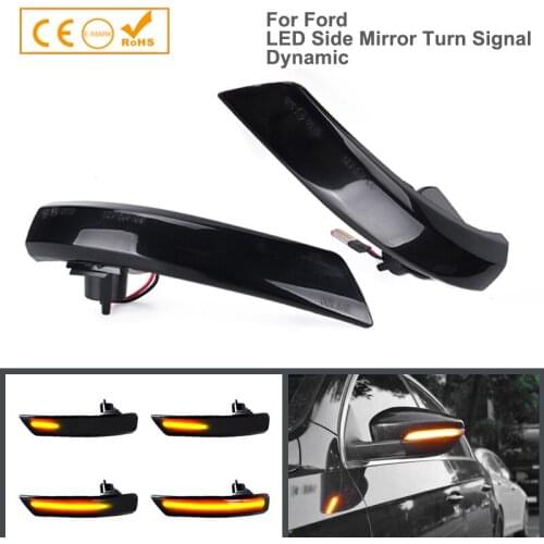 2Pcs Dynamic Smoke LED Side Marker Rearview Mirror Indicators Light Turn Signal Lamp For Ford Mondeo MK4 Focus MK2 MK3 2008-2018