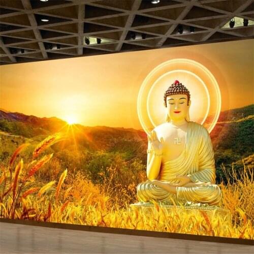 Milofi custom 3D wallpaper mural Buddha Buddha background wall painting decorative painting living room bedroom wallpaper