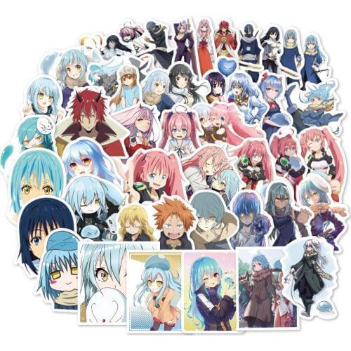 50pcs/set That Time I Got Reincarnated As A Slime Sticker Colorful For Luggage Laptop Decal Skateboard Guitar Fridge Sticker