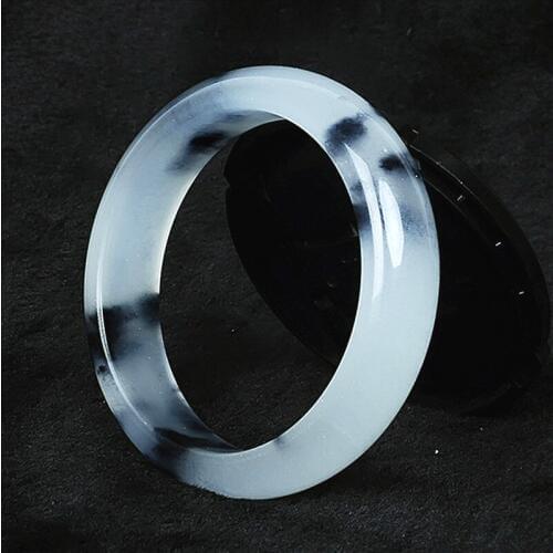 Genuine Natural Black White Jade Bangle Bracelet Hand-Carved Charm Jewelry Fashion Accessories Amulet for Men Women Lucky Gifts