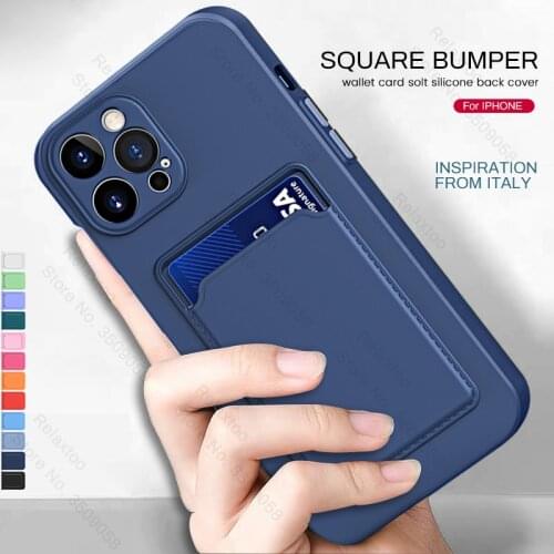 Candy color wallet card slot soft silicone back cover for iphone 11 12 pro xs max xr x 7 6 8 plus se 2020 case shockproof coque