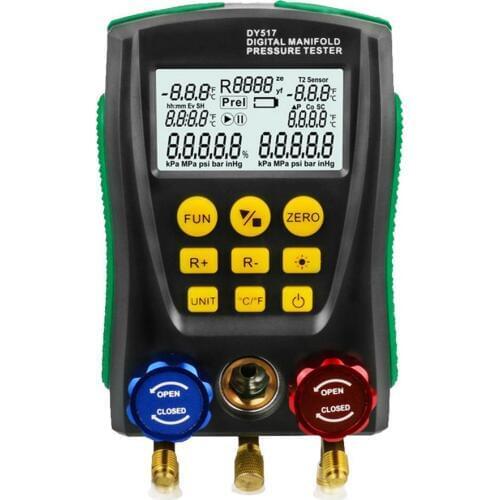 DY517 Pressure Gauge Refrigeration Digital Vacuum Pressure Manifold Tester Refrigerant Meter Temperature Tester 0 Kpa~6000 Kpa