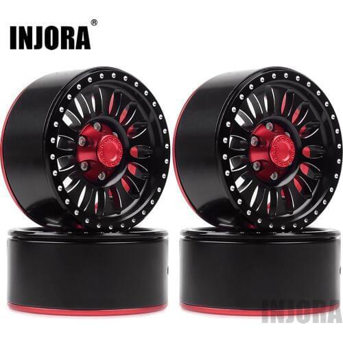 INJORA 4Pcs Metal 1.9 Beadlock 15-Spoke Wheels Rims for 1/10 RC Crawler Axial SCX10 90046 AXI03007 Traxxas TRX4 D90