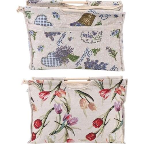 1pc Exquisite Knitting Needles Storage Bag Wood Handle Woven Bag Sewing Needles Bag Tools Art Crafts