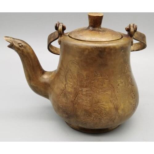 China brass archaize duck mouth teapot crafts statue