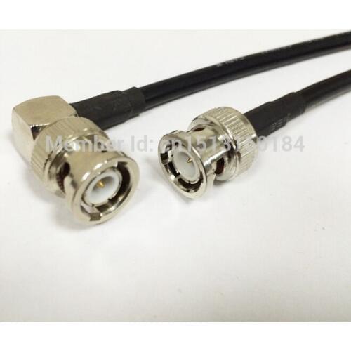 New Modem Coaxial Pigtail BNC Male Plug Connector Switch BNC Male Plug Right Angle Connector RG58 Cable 50CM 20" Adapter