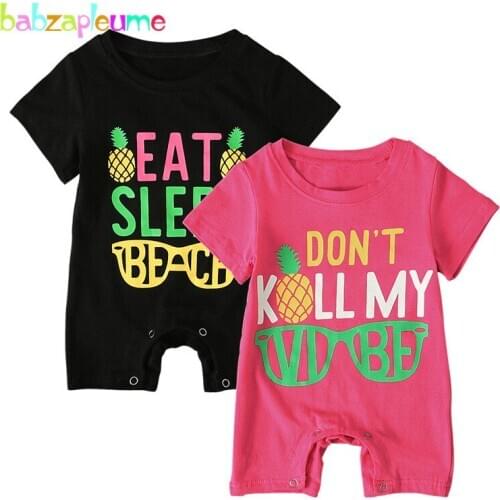 Summer Newborn Costume For Baby Clothes Casual Short Sleeve Cotton Letter Cartoon Cute Jumpsuit Infant Boys Girls Rompers 1889-1