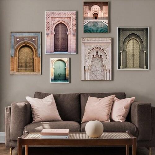 Morocco Door Paintings Canvas Prints Modern World Famous Architecture Vintage Picture Wall Art Poster for Living Room Home Decor