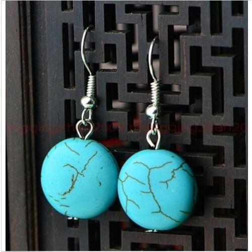 Fashion Jewelry Earring Round stone howlite Stone Dangle Hook Silver Earring Woman Gift