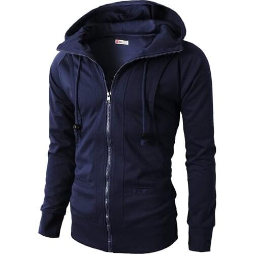 Casual mens hoodies autumn mens Fleece Solid color hooded jackets Cardigan male New Brand fit Sweatshirt coats clothing Tops