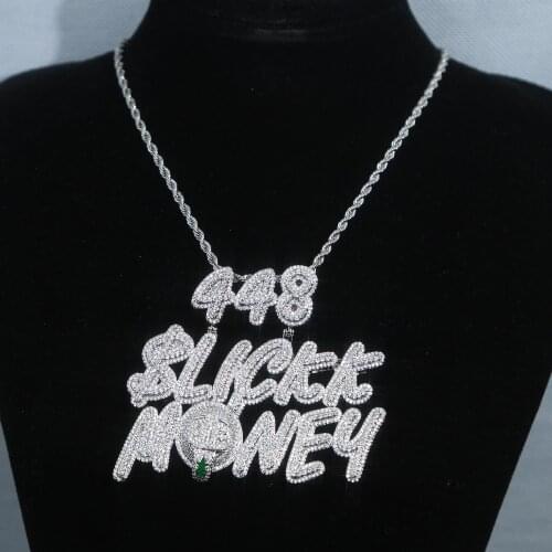 Iced out Men boy hip hop necklace with cz paved Letter Lickk Money Pendant Necklace wholesale punk heavy big charm jewelry