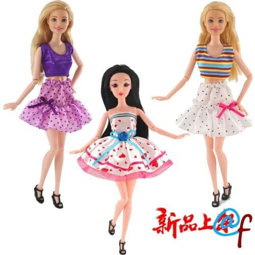 N-21 1-set Doll Bow Skirt Clothes Girl DIY for 1/6 OOAK Beauty Dolls Dress A Brand Head As Gift If 3sets or More
