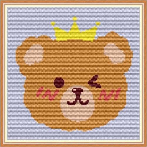 Crown Naughty Bear cross stitch kit aida 14ct 11ct count print canvas cross stitches needlework embroidery DIY handmade