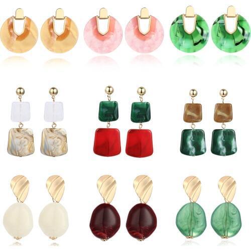 2020 New Hot Fashion Geometric Square Earrings Brincos Oorbellen Acrylic Connection Pendants Drop Earrings For Women Jewelry