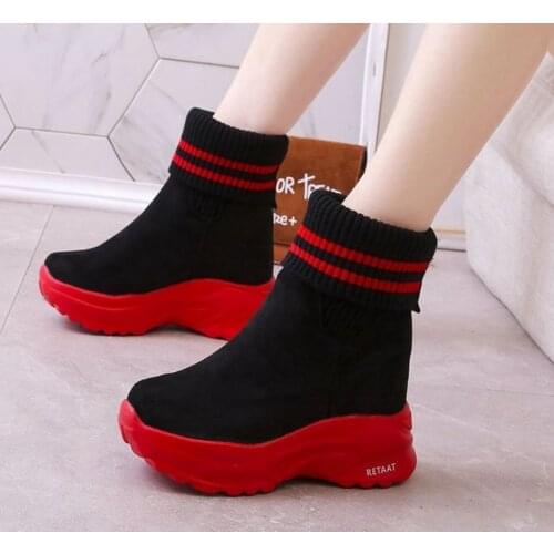 2021 new Breathable Casual Shoes Winter Women Ankle Boots Wedge Boots Warm Leather Sneakers Snow Boots For Woman