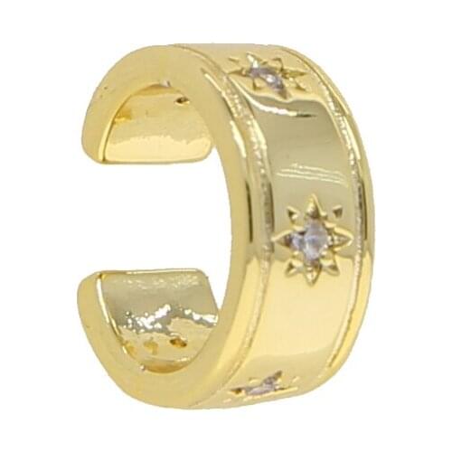 2021 New High Polish European Gold plated Starburst Star Signet CZ Band Ear Cuff Clip On Earrings for Women Simple party jewelry