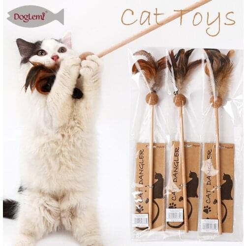 Yooap 2019 New Arrival Cat Wand with Catnip Ball Mimi Dangler Feather Teaser Toy Cat Plush Pet Supplies Interactive Cat Toy Game
