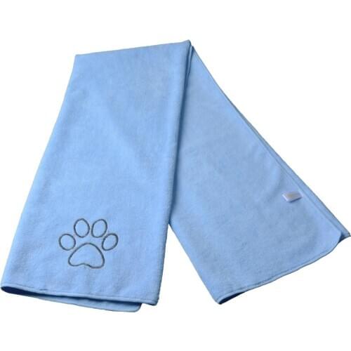 SUNLAND Microfiber Dog Cat Towel Pet Bath Towel Super Soft Absorbent Dog Drying Towel With Embroidered Paw Print 16Inch x 40Inc
