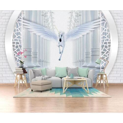 Custom 3D mural wallpaper to success European style jade tianma Roman column TV background wall paper decoration painting