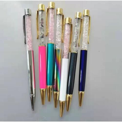 Natural Mineral gravel Crystal Pen Stationery Ballpens Stylus Pen Touch Office Pen