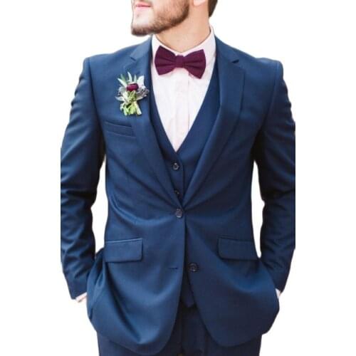 Blue Groom Wear Slim Fit Wedding Dress Business Suits Prom Party Suits costume homme mariage luxe Three Piece(Jacket+Vest+Pants)