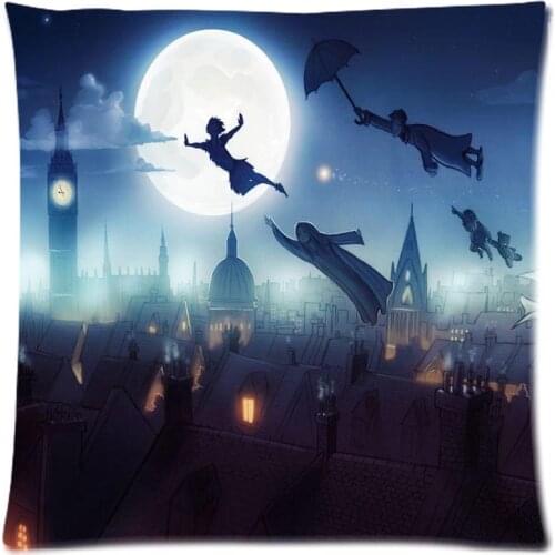 High Quality Cotton Linen Pillow Case peter pan Printing Bed Home Decor Cushion Cover Custom Decorative Pillowscases 45*45CM