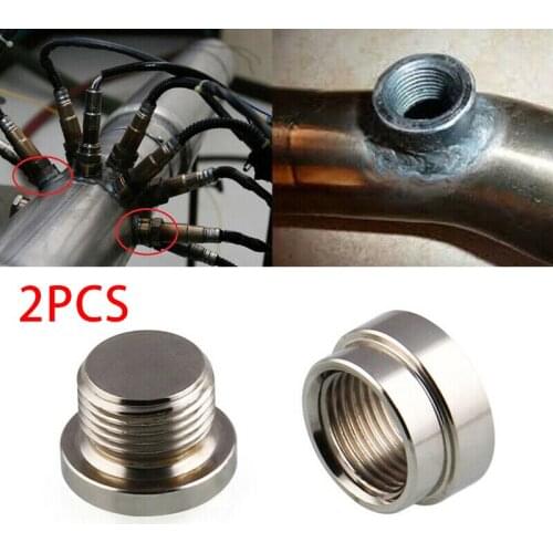 Iron Oxygen Sensor Plug Solder 2pcs Cap Kit M18 x 1.5 Nut O2 Replacement
