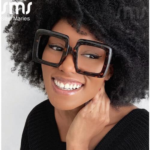 Anti-blue Square Optical Glasses Eyeglasses Women Fashion Oversized Glasses Frames Retro Clear Myopia Prescription Frame UV400