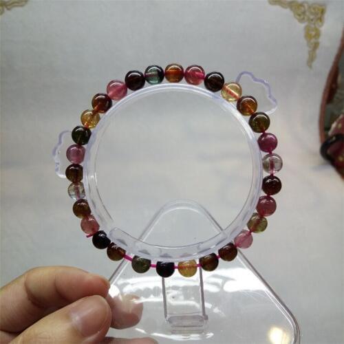 6mm Genuine Natural Colorful Tourmaline Quartz Crystal Bracelets For Women Stretch Clear Charm Round Bead Bracelet