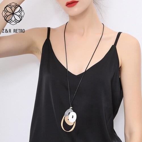 Vintage Big Statement Necklace Trend Long Chains Suspension Pendants 2021 Fashion Costume Jewelry for Women Unusual Accessories