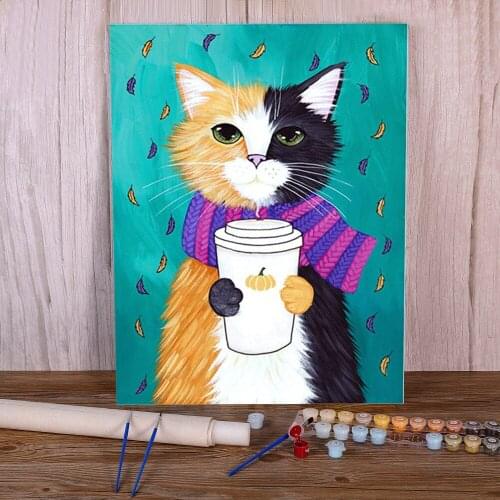 Animal Carton Cat DIY Painting By Numbers Set Acrylic Paints 40*50 Boards By Numbers Handmade For Wholesale