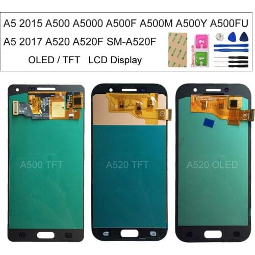TFT/OLED A5 2015 LCD For Samsung Galaxy A5 2017 A520 A500 A5000 A500F lcd Display Touch Screen Digitizer Assembly Repair Parts