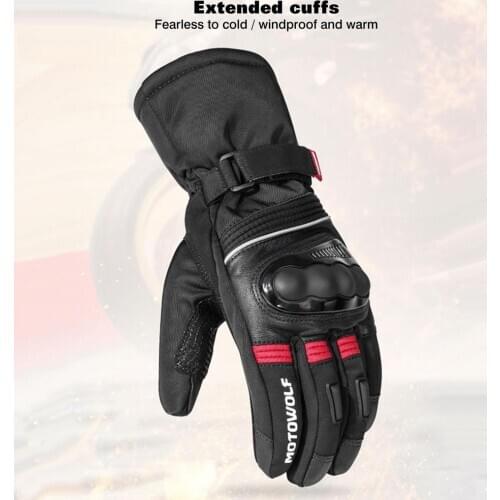 Motorcycle Warm Gloves With Touch Screen In Winter Plus Velvet Lengthen Windproof Waterproof Warm Hands Ridding Gloves