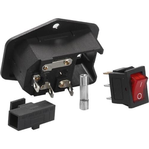 1set 10A fuse AC power socket with Rocker Switch ac socket 3 Terminal Power Socket + Fuse Holder Connector