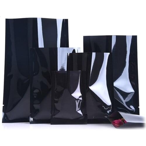 1000pcs Black Cosmetics Heat Seal Open Top Foil Bags Bulk Food Package Pouches for Nuts Tea Coffee Bean Storage Sample Bags