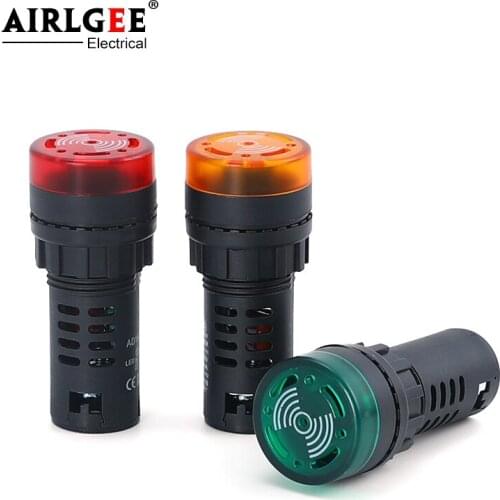22mm/16mm AD16-22SM AD16-16SM Flash LED Alarm Indicator Light Signal Lamp LED Active Buzzer Beep Indicator AC/DC 12V 24V 220V